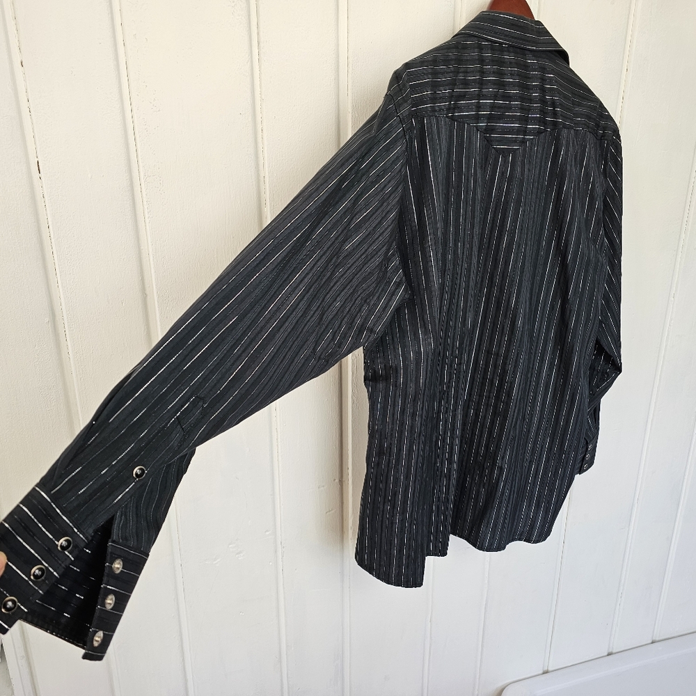 Panhandle Slim Mens 17.5 -36 Black Gold Western Style Cowboy Snap Button Top - Picture 11 of 12